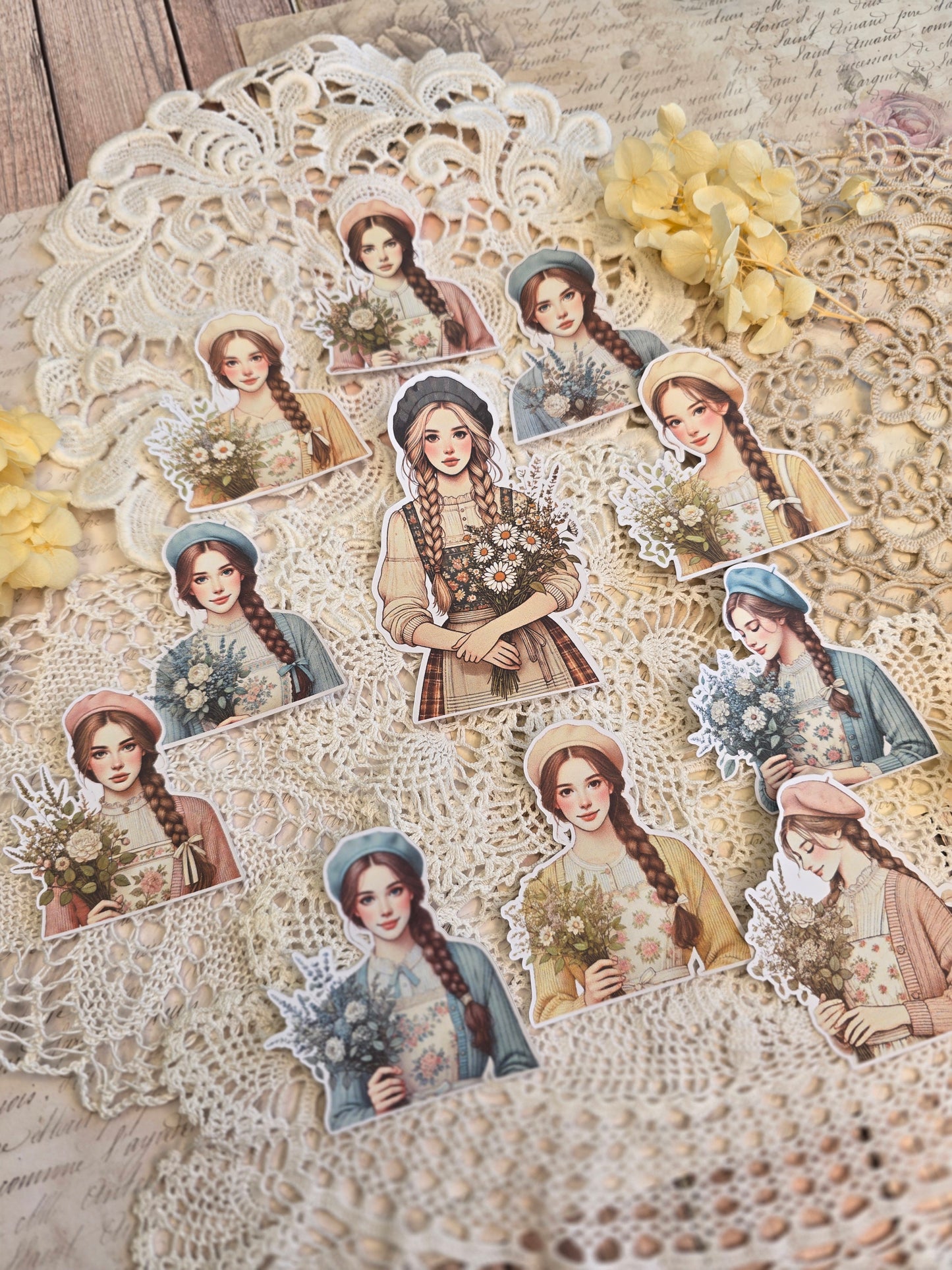 Boho Mädchen Sticker Set – 11 Motive