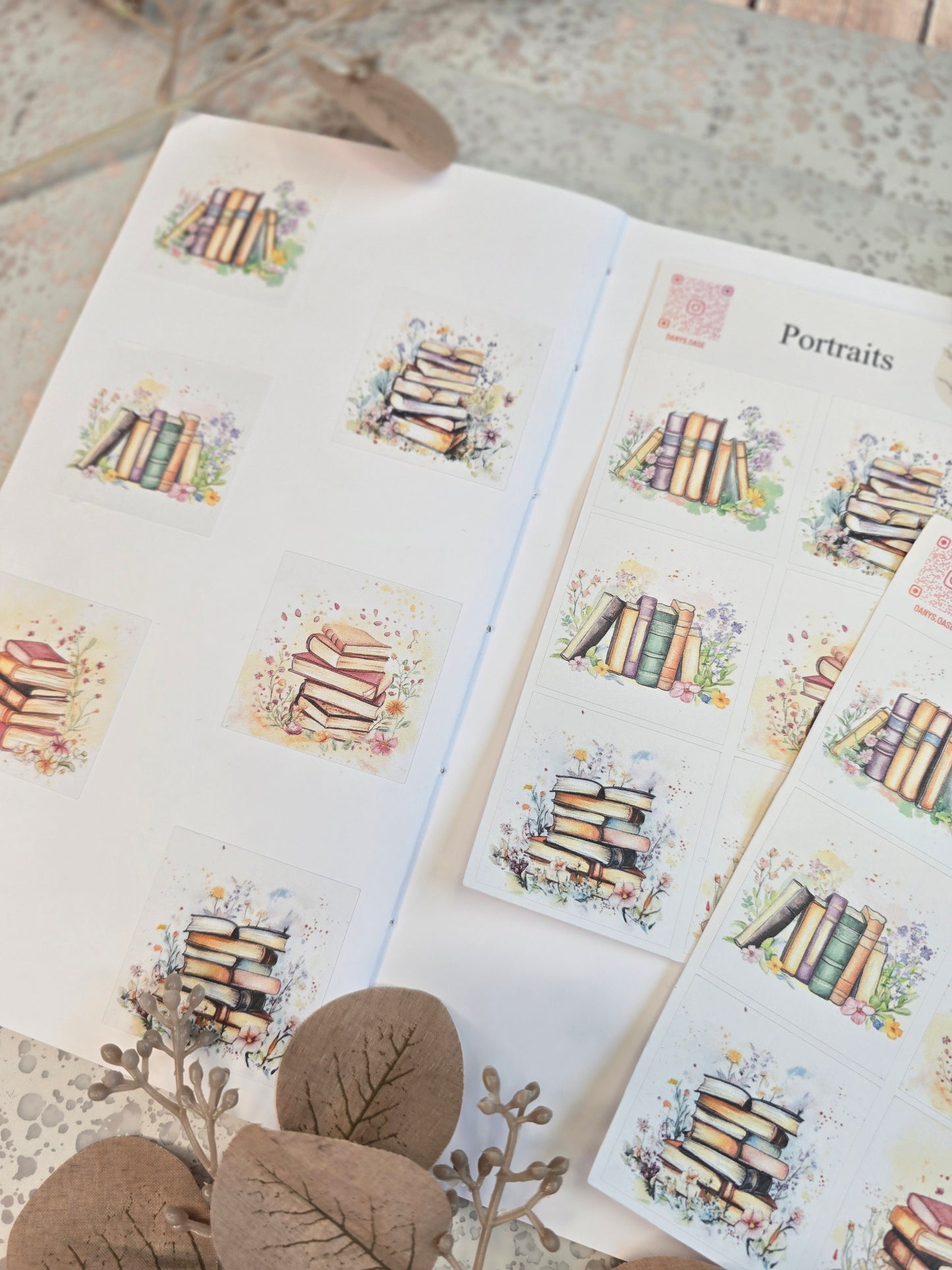Sticker „Buchliebe“ – 6 Aquarell-Motive
