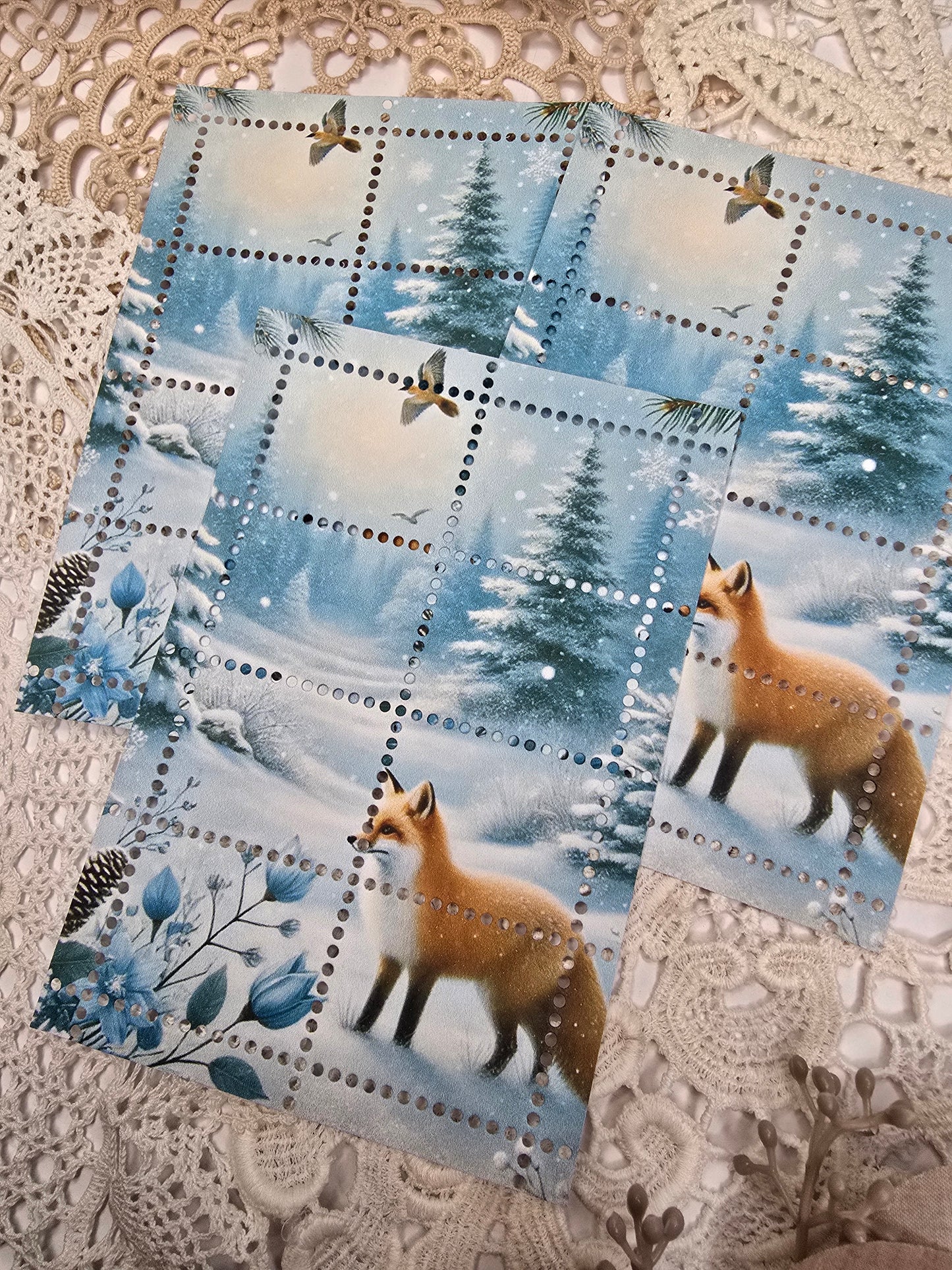 Briefmarke „Waldzauber – Winterblick“ – Handmade Mini-Serie