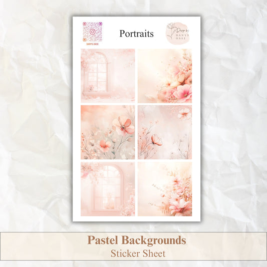 Portrait Sticker Set – 6 florale Pastellmotive