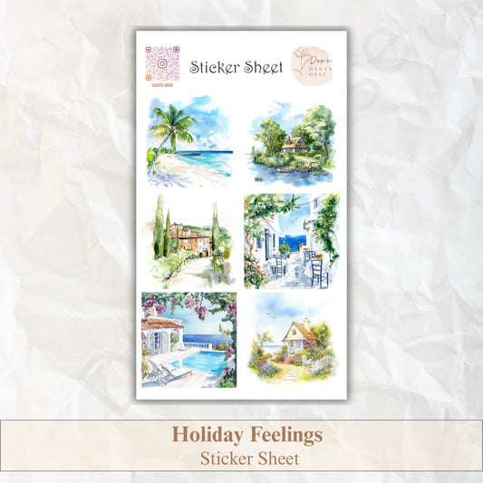 Urlaubs Sticker Set – 6 Aquarellmotive