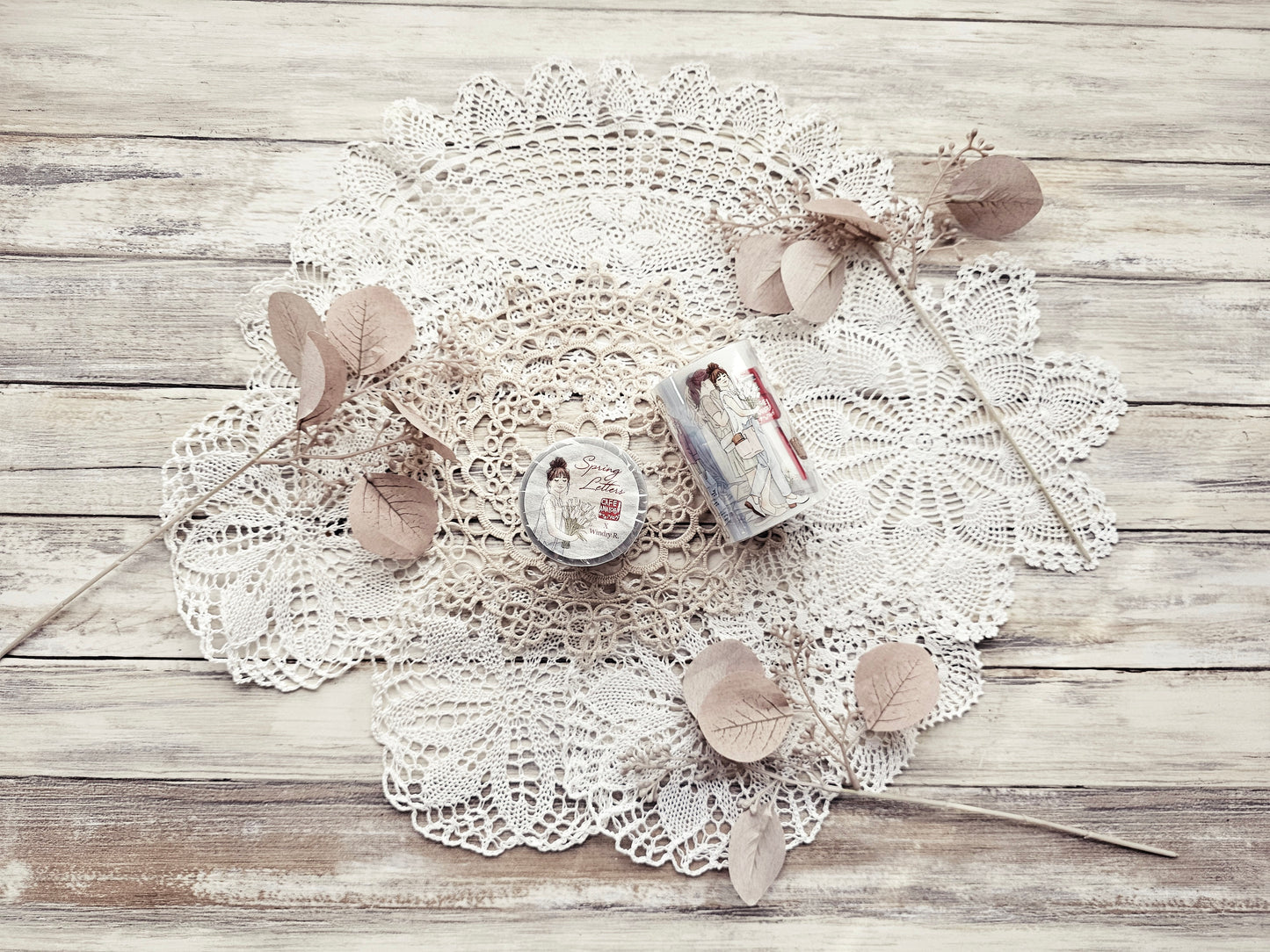 PET Tape “Spring Letters” – Café Analog × Windry R. – Spring motifs with girls and flowers for journals, collages &amp; scrapbooking