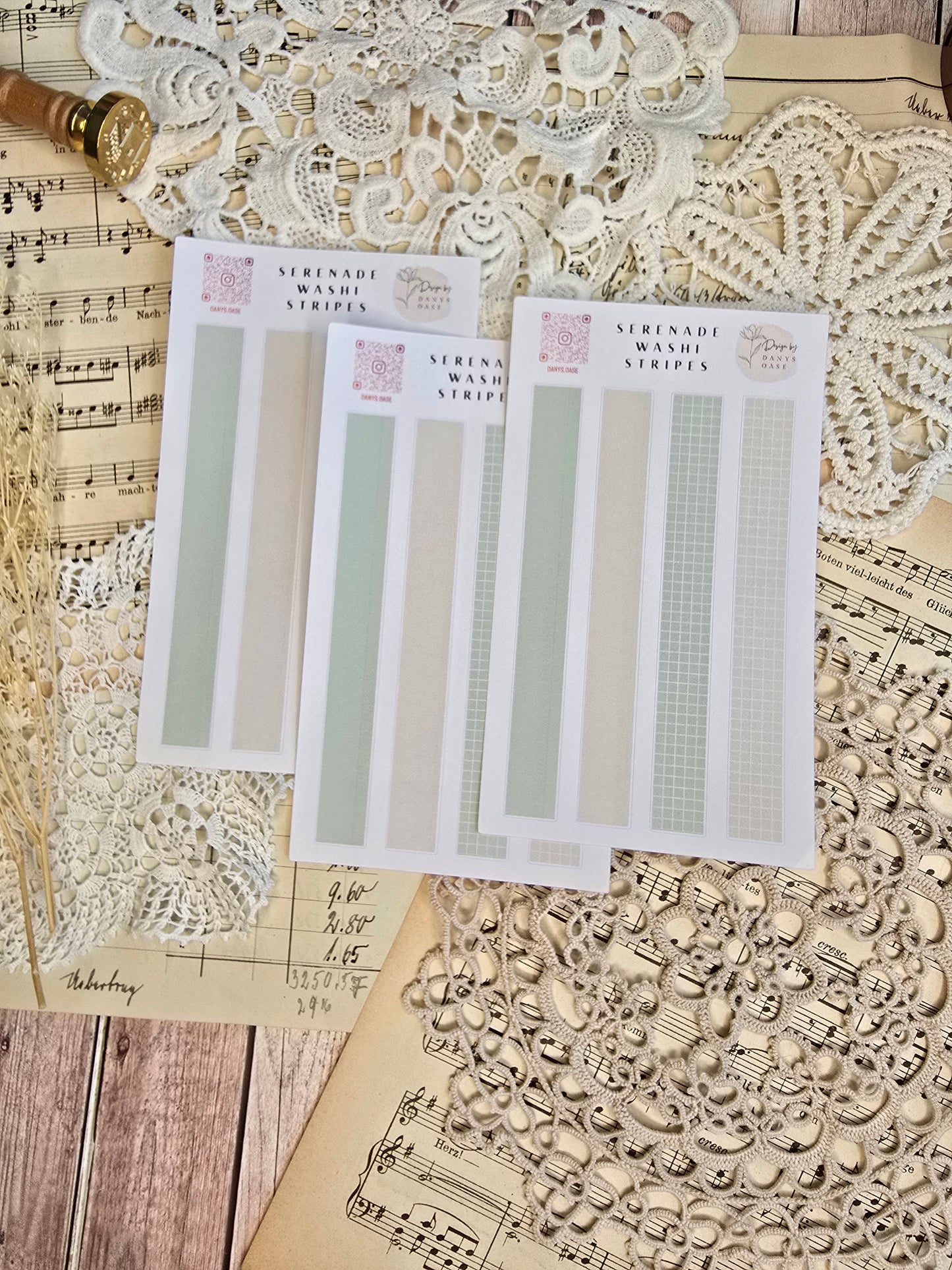 Stickers I 4 Faux Washi Stripes I Vintage I Grid I Collage I Journal I Scrapbooking