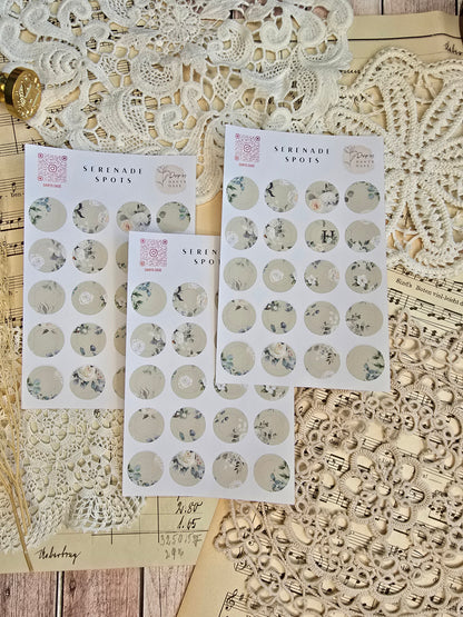 Sticker Set „Serenade Spots“ – 20 florale Vintage-Kreise