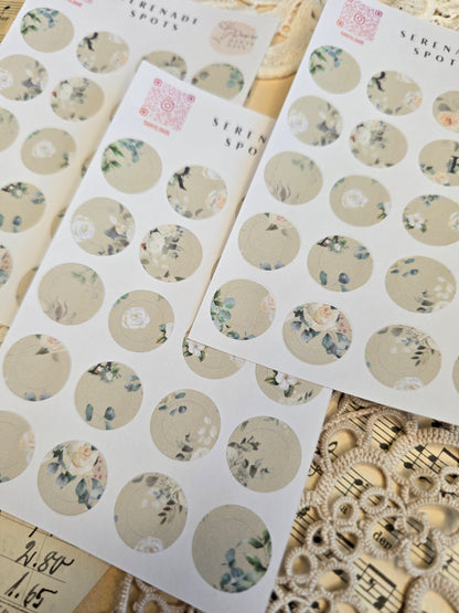 Sticker Set „Serenade Spots“ – 20 florale Vintage-Kreise