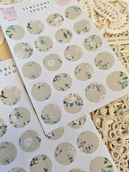 Sticker Set „Serenade Spots“ – 20 florale Vintage-Kreise