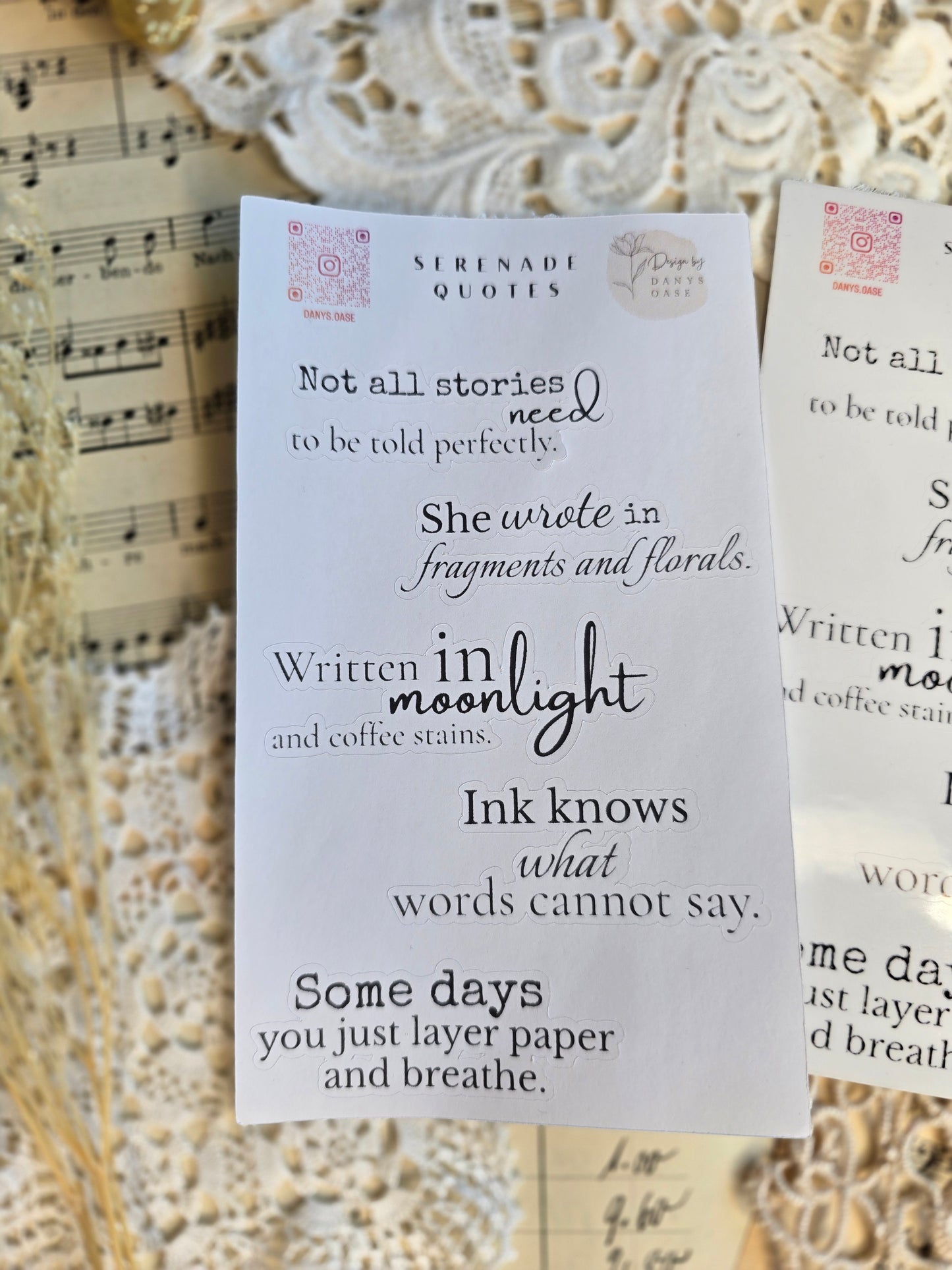 Sticker „Serenade Quotes“ – 13 poetische Zitate