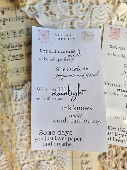 Sticker „Serenade Quotes“ – 13 poetische Zitate