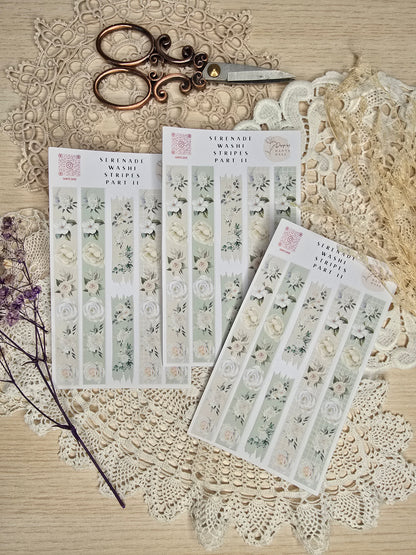 Faux Washi Stripes – 6 florale Vintage-Sticker