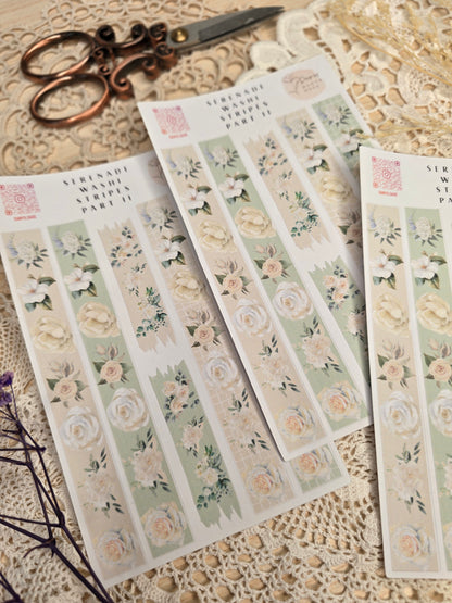 Faux Washi Stripes – 6 florale Vintage-Sticker