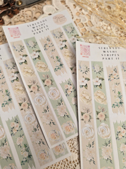Faux Washi Stripes – 6 florale Vintage-Sticker