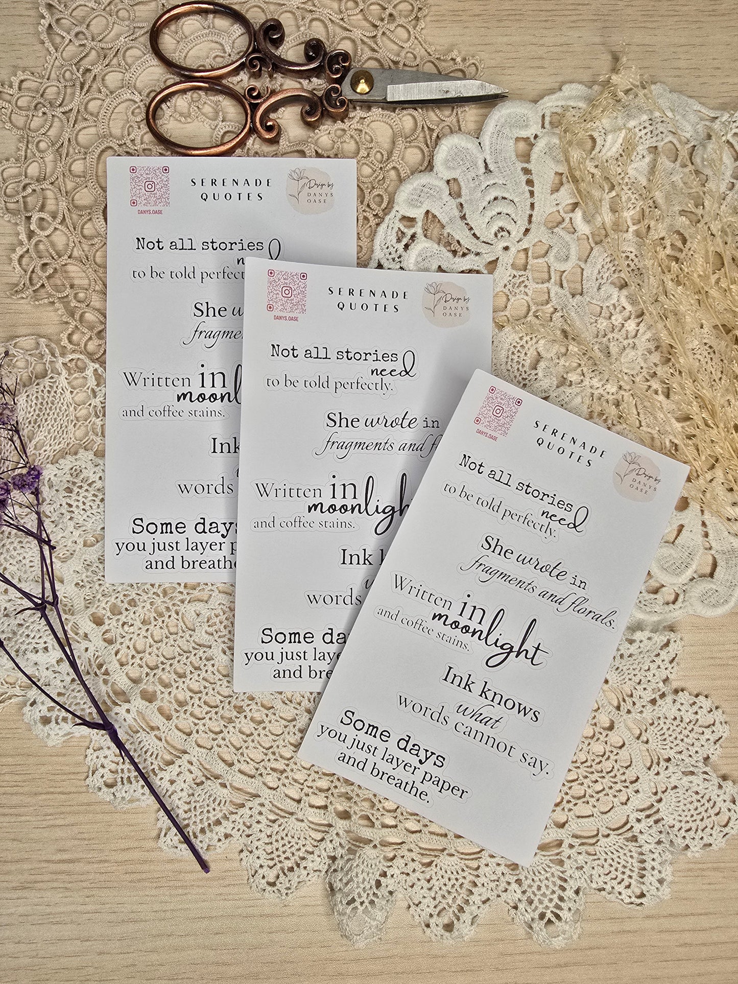 Sticker „Serenade Quotes“ – 13 poetische Zitate