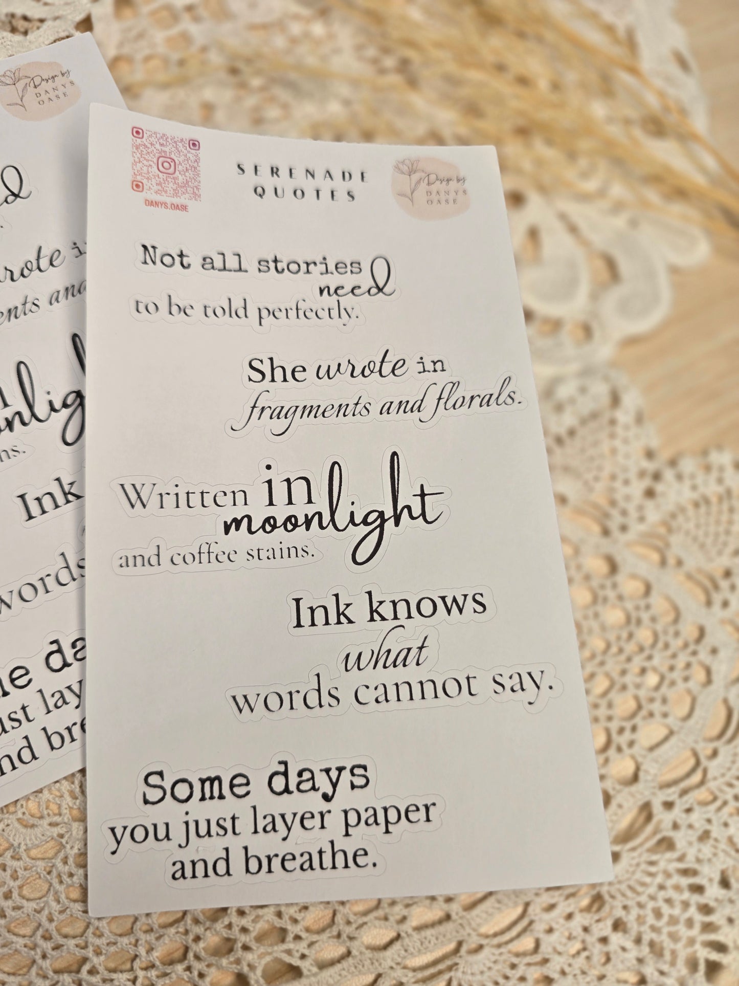 Sticker „Serenade Quotes“ – 13 poetische Zitate