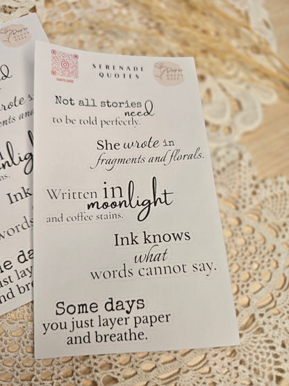 Sticker „Serenade Quotes“ – 13 poetische Zitate