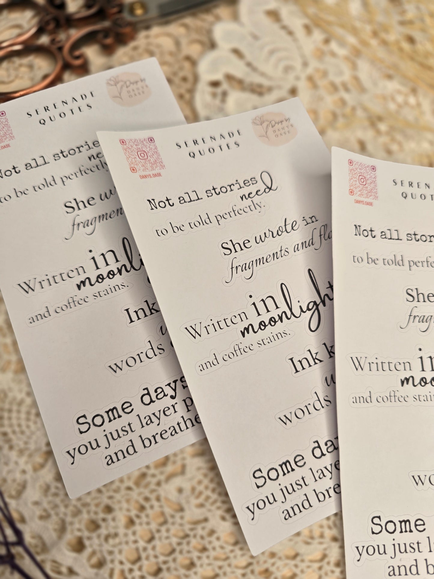 Sticker „Serenade Quotes“ – 13 poetische Zitate