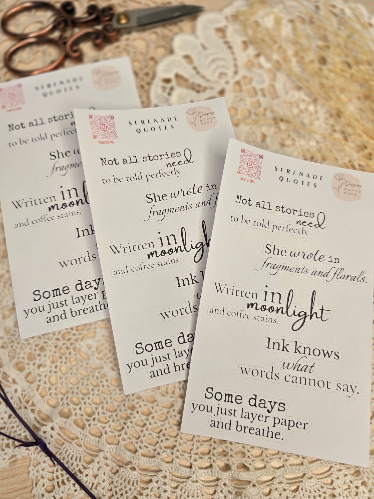 Sticker „Serenade Quotes“ – 13 poetische Zitate