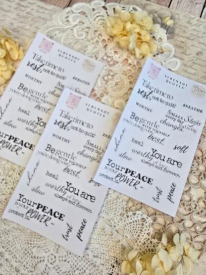 Sticker „Selfcare Quotes“ – 13 achtsame Zitate & Wörter