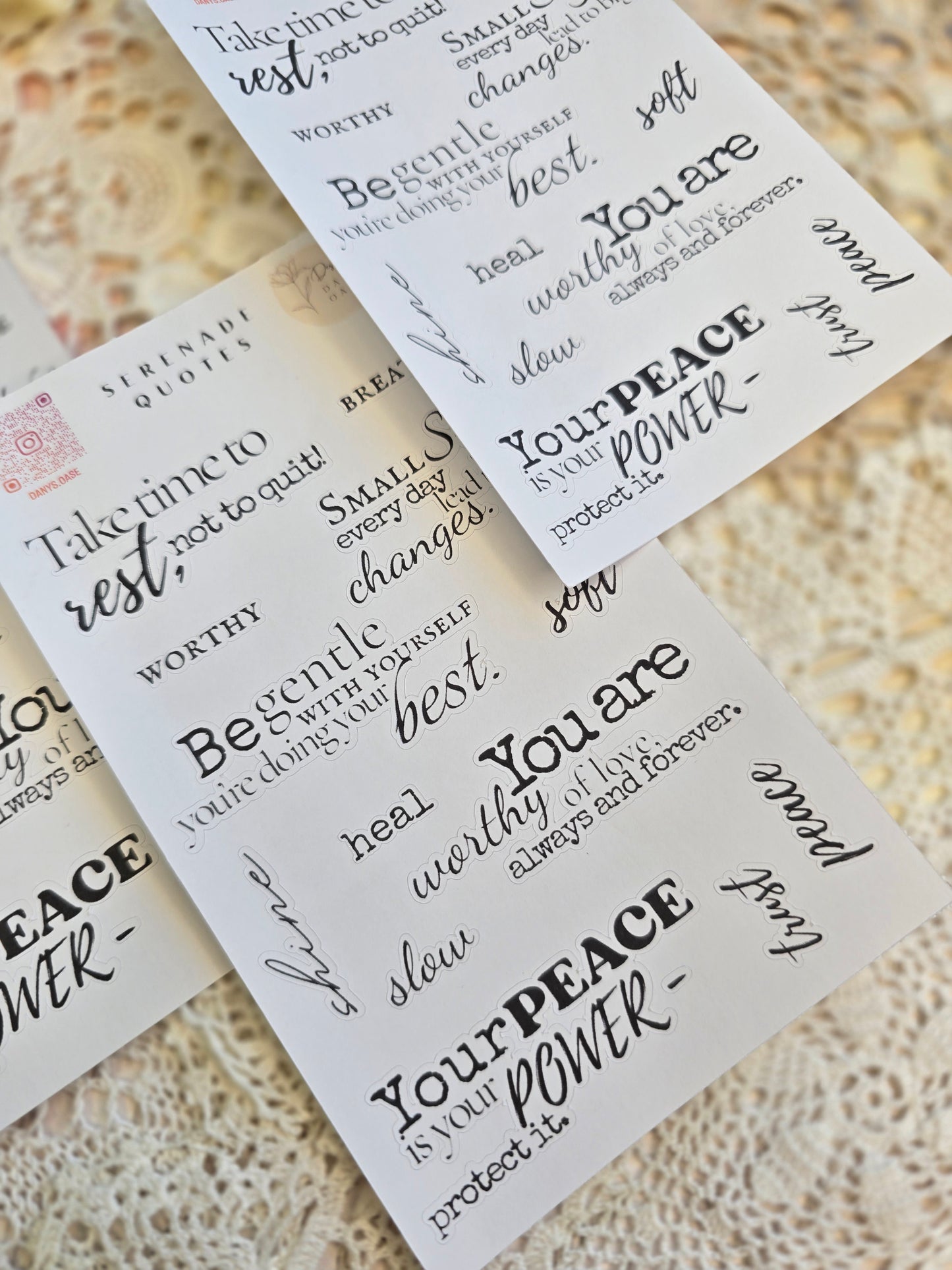 Sticker „Selfcare Quotes“ – 13 achtsame Zitate & Wörter