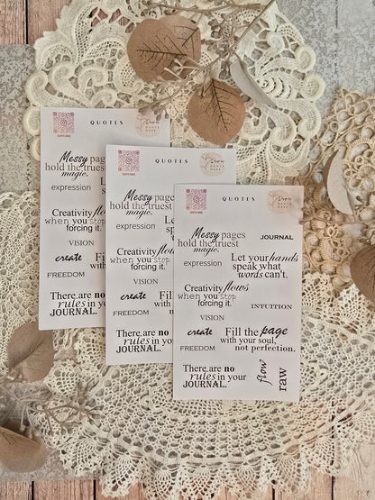 Sticker „Journal Quotes“ – 13 typografische Schwarz-Weiß-Zitate