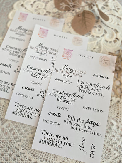 Sticker „Journal Quotes“ – 13 typografische Schwarz-Weiß-Zitate
