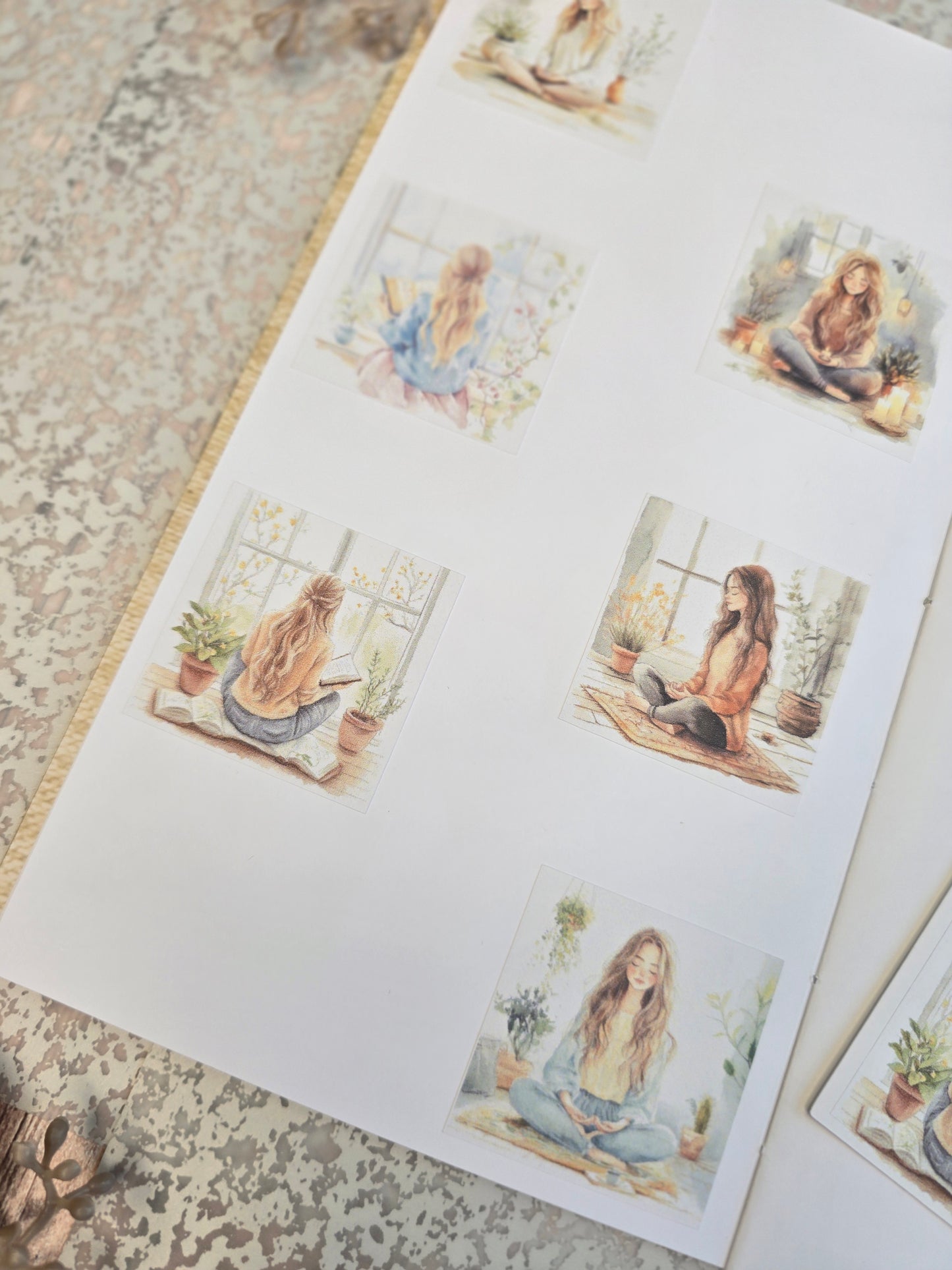 Achtsamkeit Sticker Set – 6 Aquarell-Motive