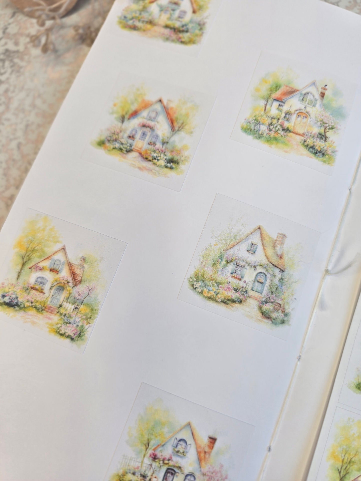 Cottage Portraits II – 6 Aquarell-Sticker mit Landhausmotiven