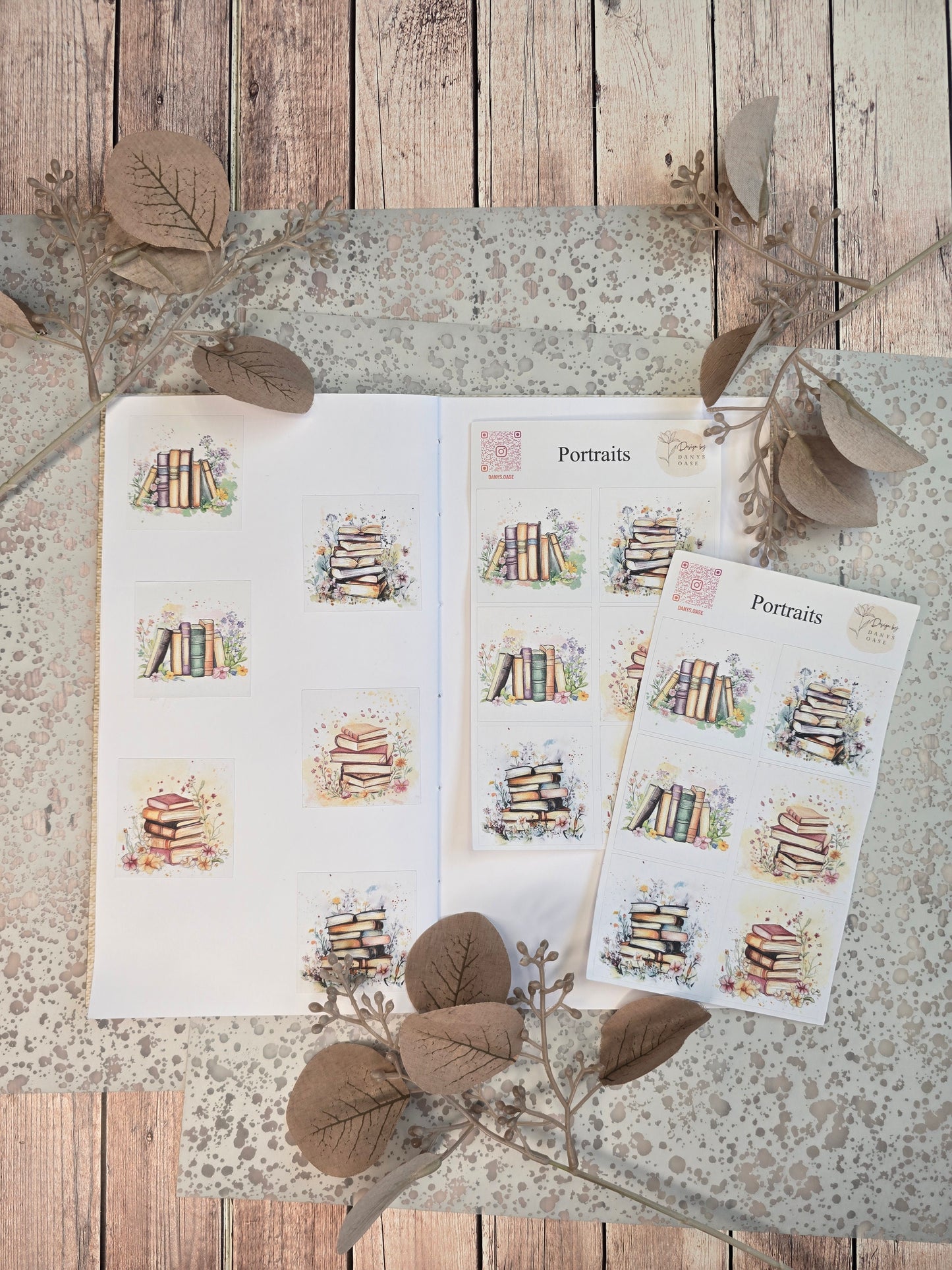 Sticker „Buchliebe“ – 6 Aquarell-Motive