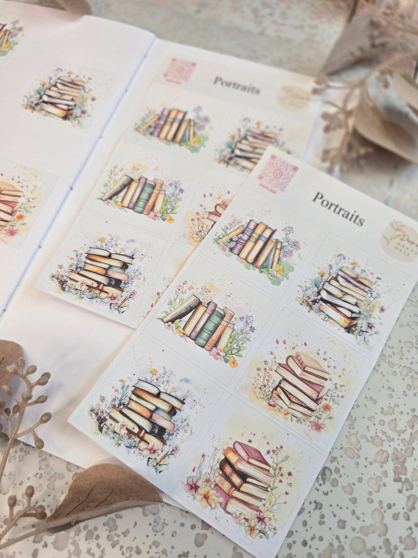 Sticker „Buchliebe“ – 6 Aquarell-Motive