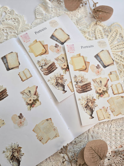 Sticker sheet “Vintage Cluster” – 10 nostalgic motifs (15 × 8.5 cm) – Stickers for journals, collages &amp; scrapbooking