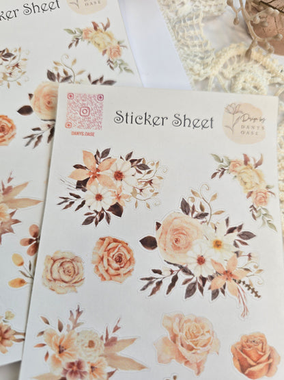 Floraler Stickerbogen – 12 Motive