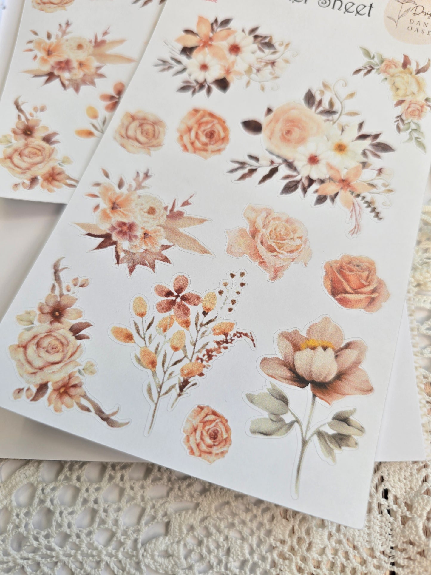 Floraler Stickerbogen – 12 Motive