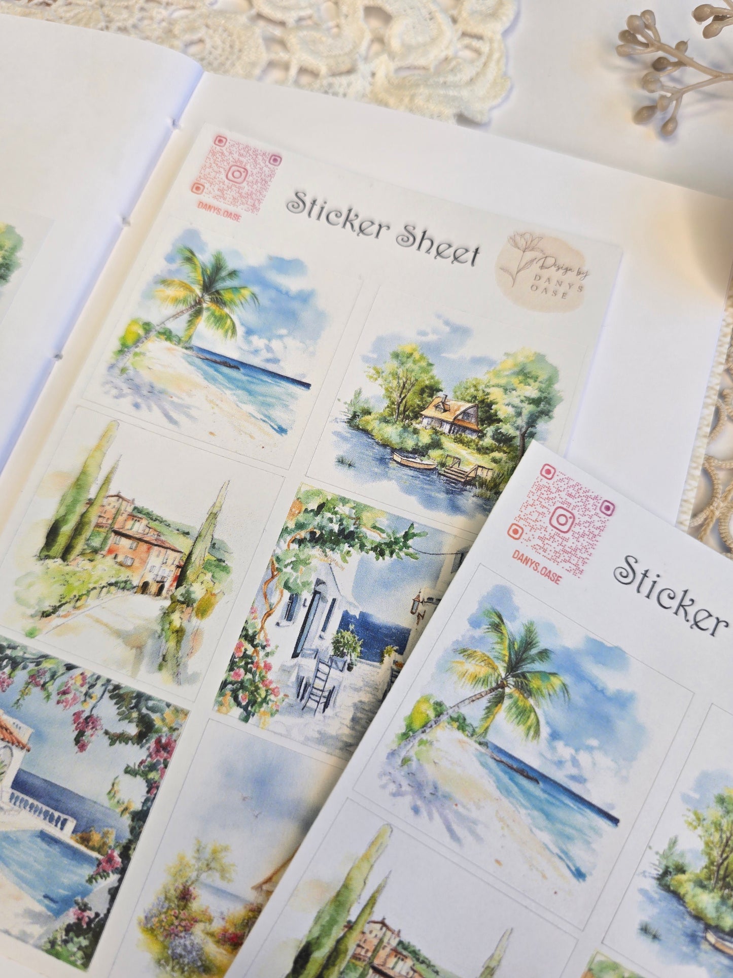 Holiday Sticker Set · 6 Watercolor Motifs · Journal Decoration Stickers · Summer Collage Scrapbooking