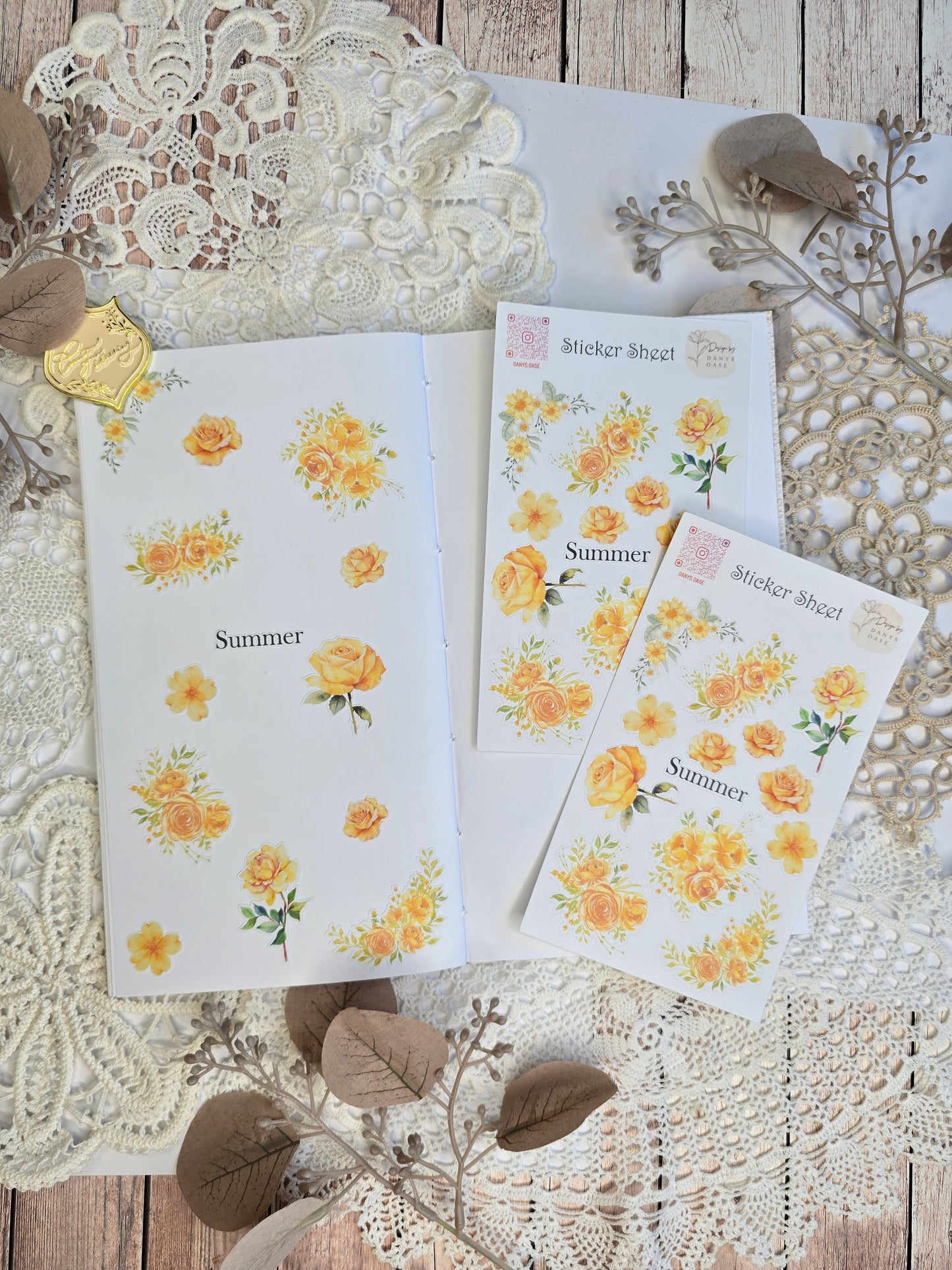 Vintage Blumen Sticker Set – 12 sommerliche Motive