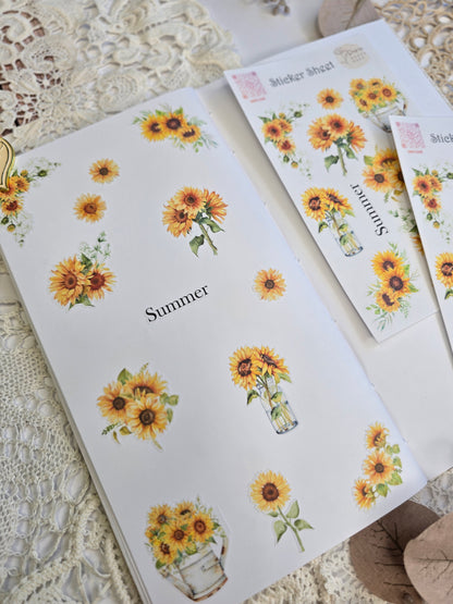 Sonnenblumen Sticker Set – 12 Aquarell-Motive