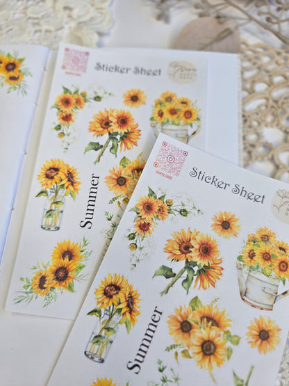 Sonnenblumen Sticker Set – 12 Aquarell-Motive