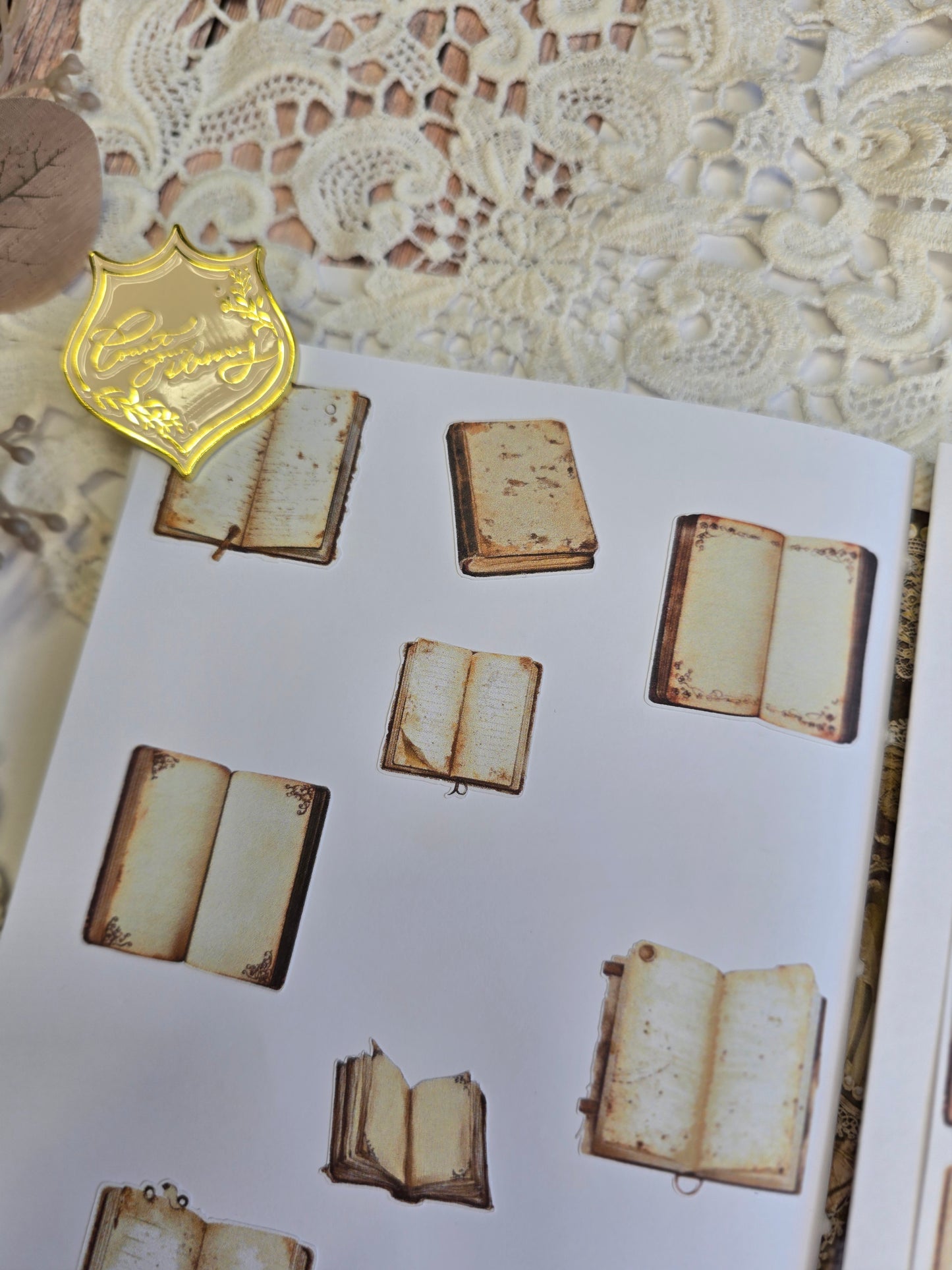 Vintage Books Sticker Set 10 Motifs Scrapbooking Journal Collage Decoration Ephemera