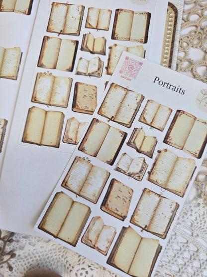 Vintage Books Sticker Set 10 Motifs Scrapbooking Journal Collage Decoration Ephemera