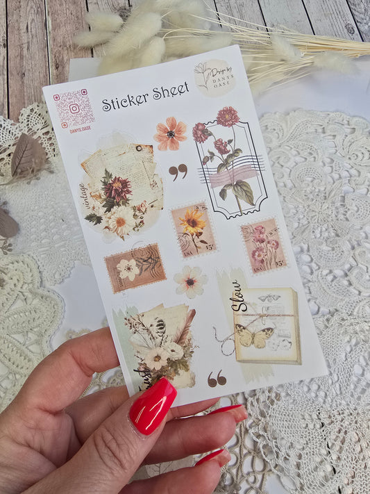 Vintage Sticker Set – 11 zarte Motive
