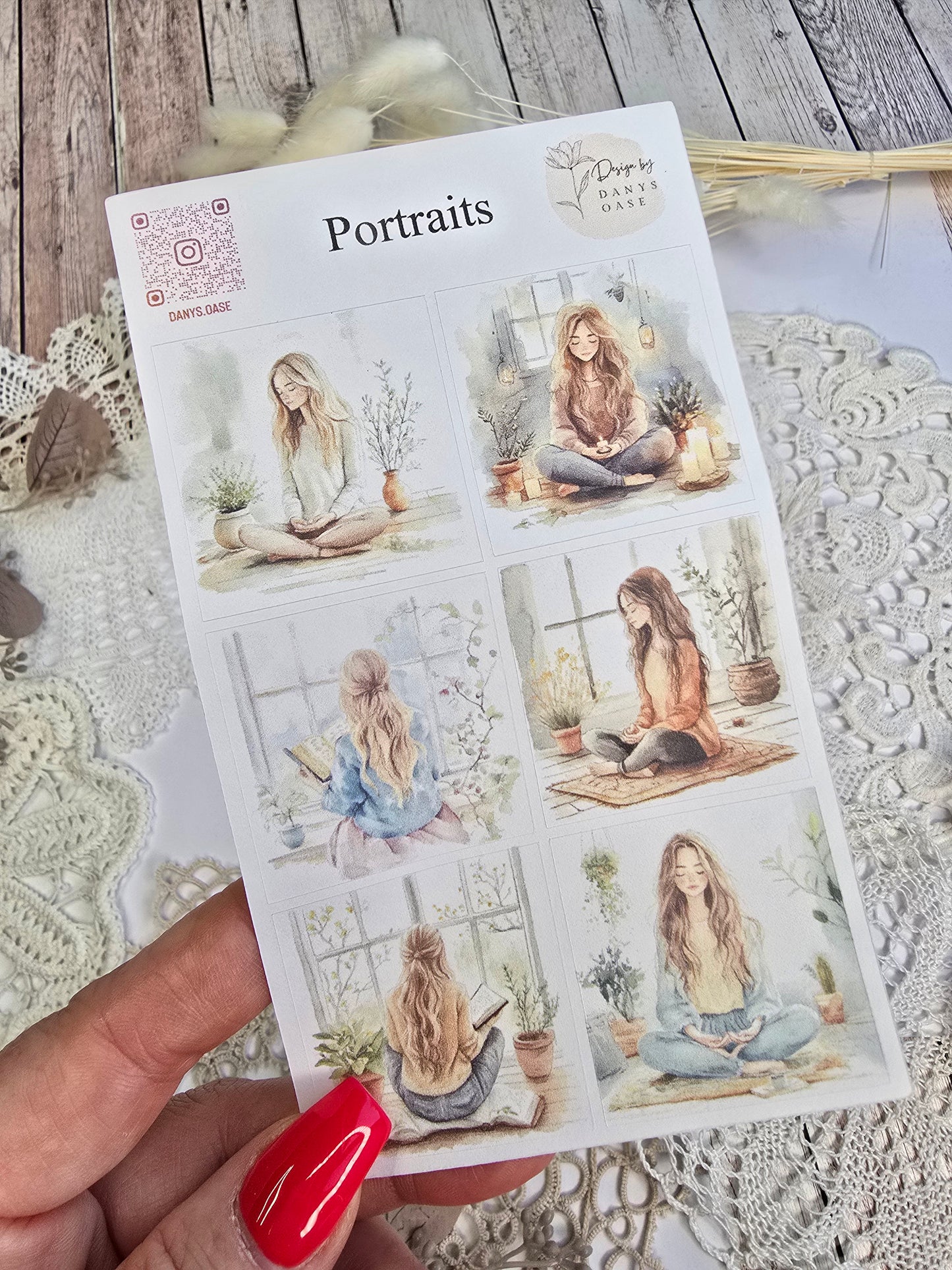 Achtsamkeit Sticker Set – 6 Aquarell-Motive