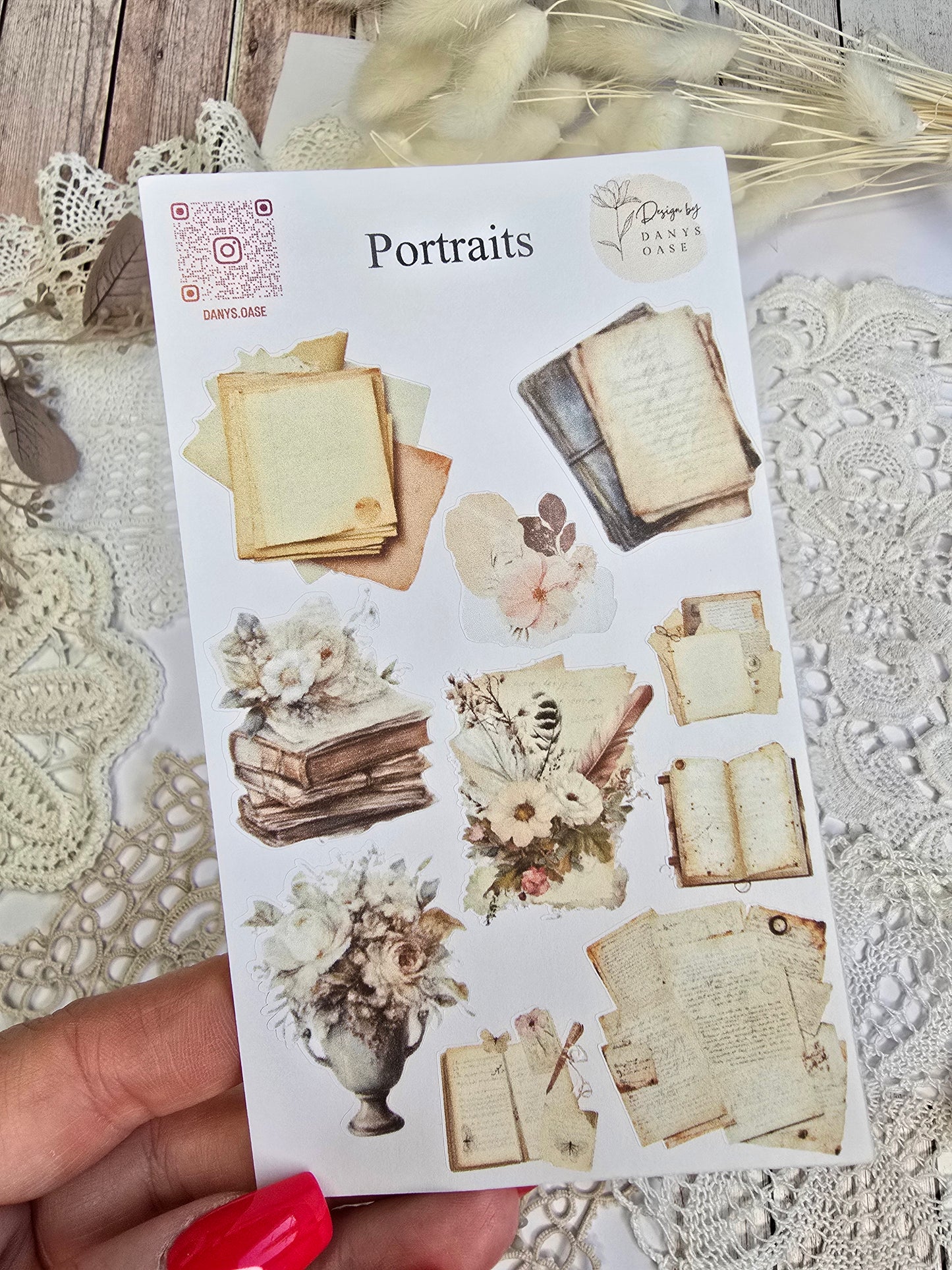 Sticker sheet “Vintage Cluster” – 10 nostalgic motifs (15 × 8.5 cm) – Stickers for journals, collages &amp; scrapbooking