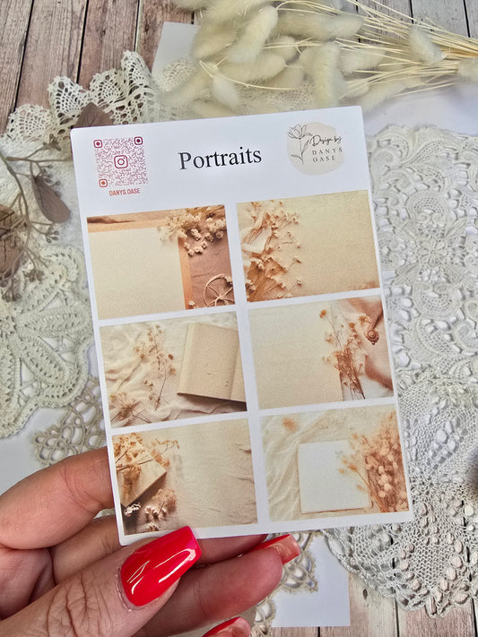 Vintage Portrait Sticker – 6 ästhetische Motive