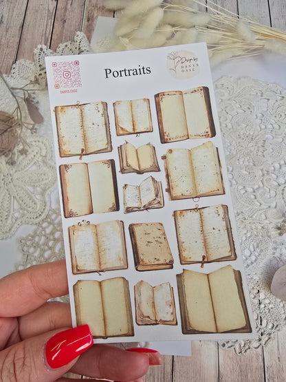 Vintage Books Sticker Set 10 Motifs Scrapbooking Journal Collage Decoration Ephemera