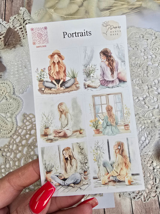 Achtsamkeit Sticker Set – 6 ruhige Motive im Aquarellstil