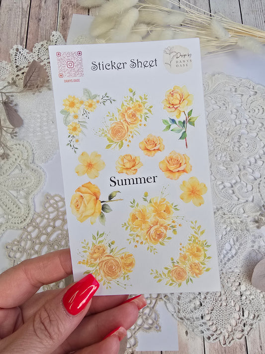 Vintage Blumen Sticker Set – 12 sommerliche Motive