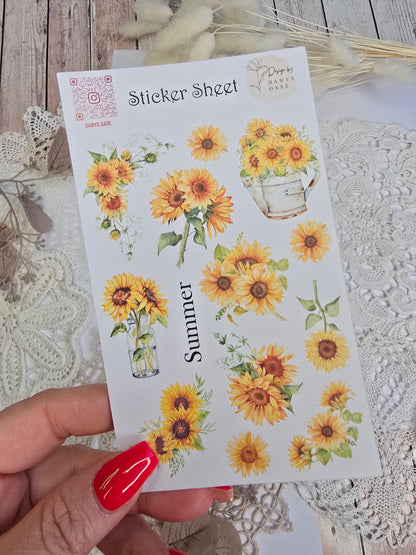Sonnenblumen Sticker Set – 12 Aquarell-Motive
