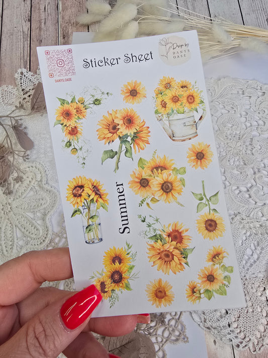 Sonnenblumen Sticker Set – 12 Aquarell-Motive