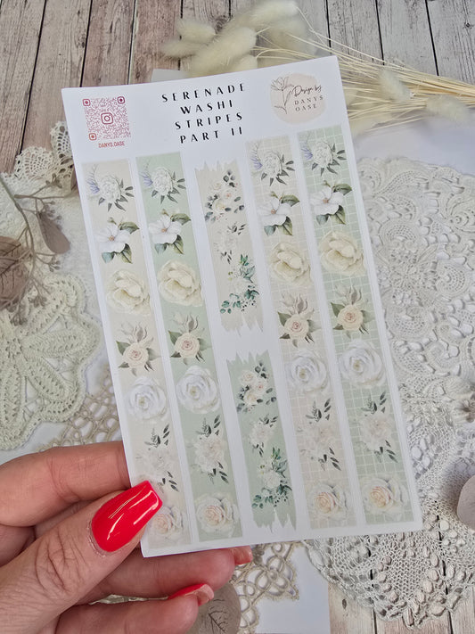 Faux Washi Stripes – 6 florale Vintage-Sticker