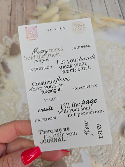Sticker „Journal Quotes“ – 13 typografische Schwarz-Weiß-Zitate