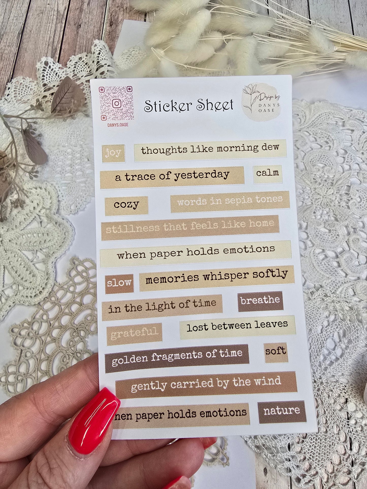 Sticker „Vintage Quotes“ – 19 poetische Wort-Sticker in Sepiatönen