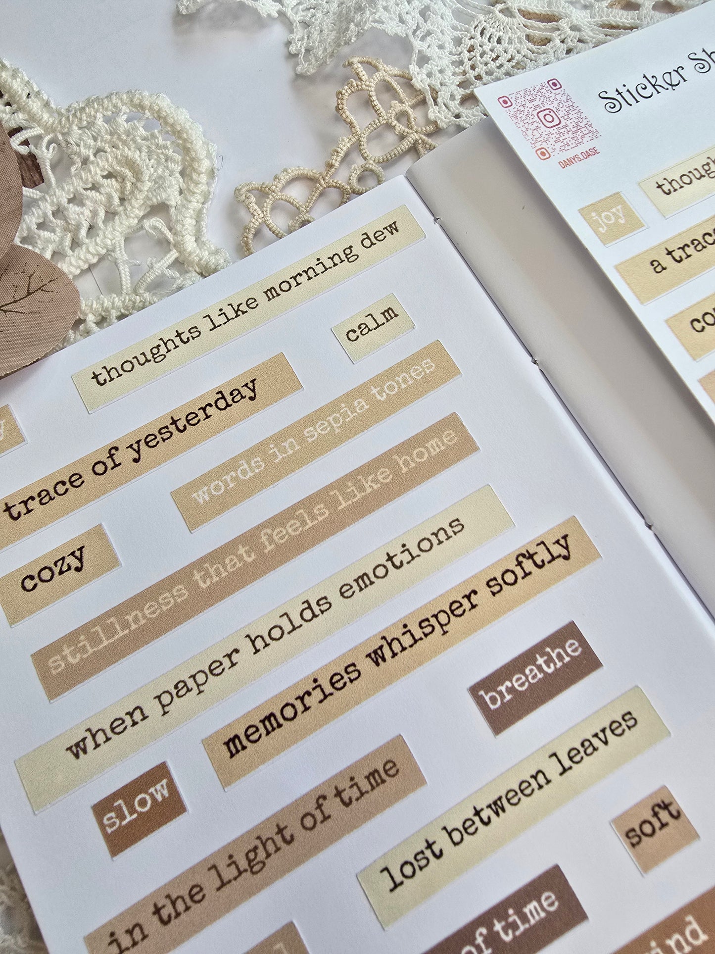 Sticker „Vintage Quotes“ – 19 poetische Wort-Sticker in Sepiatönen